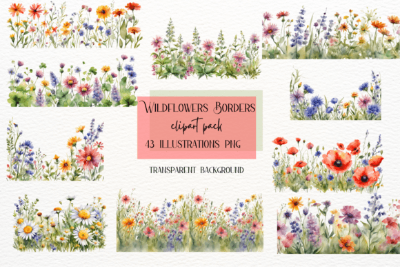 43 Wildflowers Border Clipart: A Natural Touch for Designers