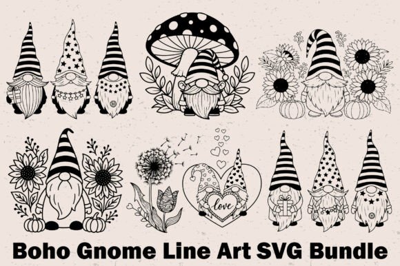 Boho Gnome Line Art SVG Bundle: A Designer's Delight