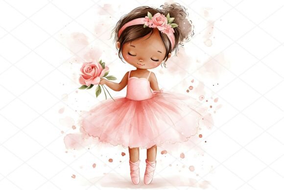 Bringing Cozy Vibes to Creative Projects with 17 JPGs Watercolor Little Ballerina