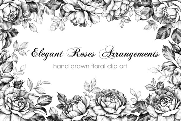 Elegant Roses Arrangements: Vintage Botanical Clip Art