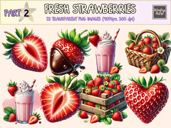 Fresh Strawberries P2 Clipart: A Sweet Design Essential