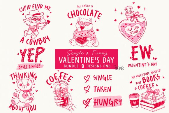 Funny Single Valentine's Day Bundle Png: A Playful Design Asset