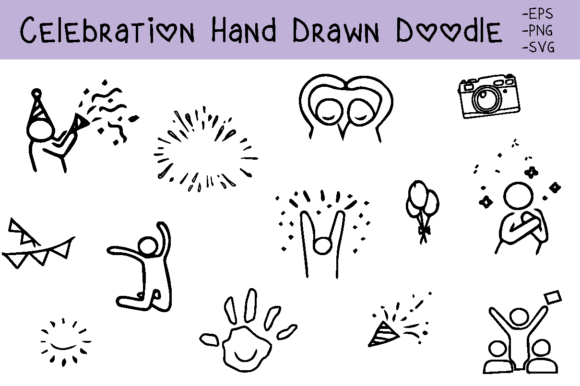 Hand Drawn Doodle Celebration: A Creative Design Asset