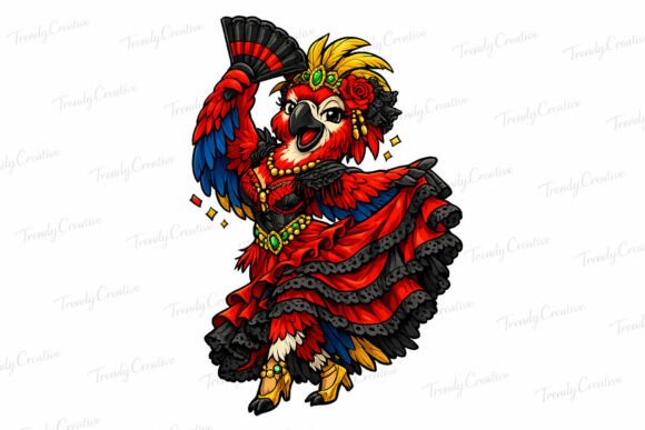 Macaw Flamenco Dancer PNG Clipart: Bold Tropical Design
