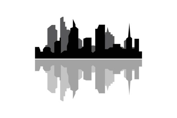 Modern City Skyline with Reflection Vector Illustration