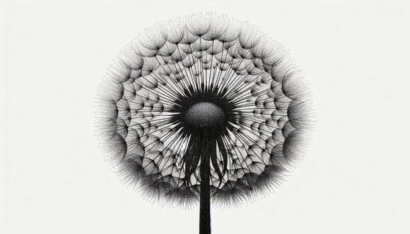 Pointillism Dandelion Puff: A Modern Typography Asset