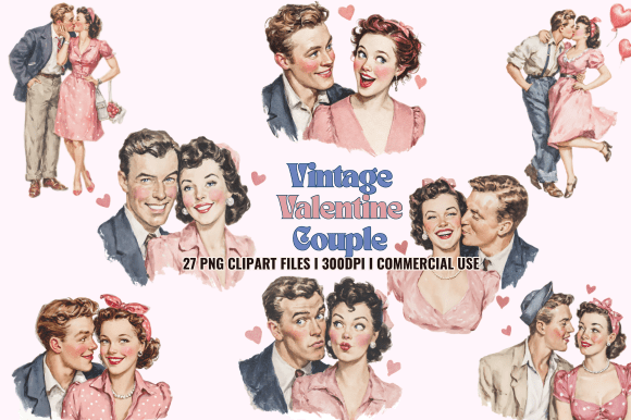 Rediscovering Romance with Vintage Valentine Couple Clipart