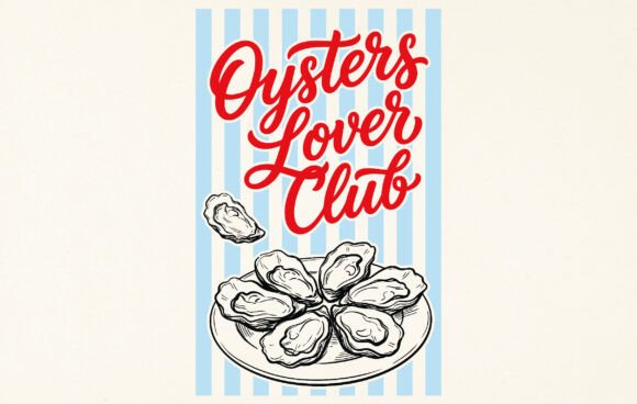 Retro Oysters Lover Club PNG: A Coastal Design Asset