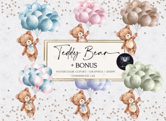 Teddy Bear Baby Watercolor Clipart: Sweet, Versatile Designs