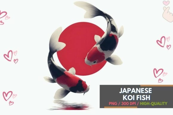Twin Koi Fish Red Sun Clipart: A Symbol of Harmony