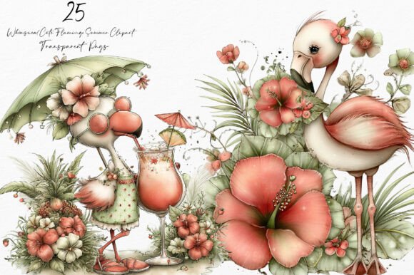 Whimsical Cute Flamingo Summer Clipart: A Design Asset Review