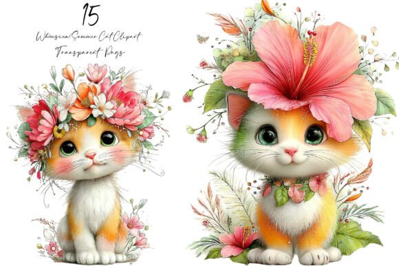 Whimsical Summer Cat Clipart: A Creative Toolkit for Designers